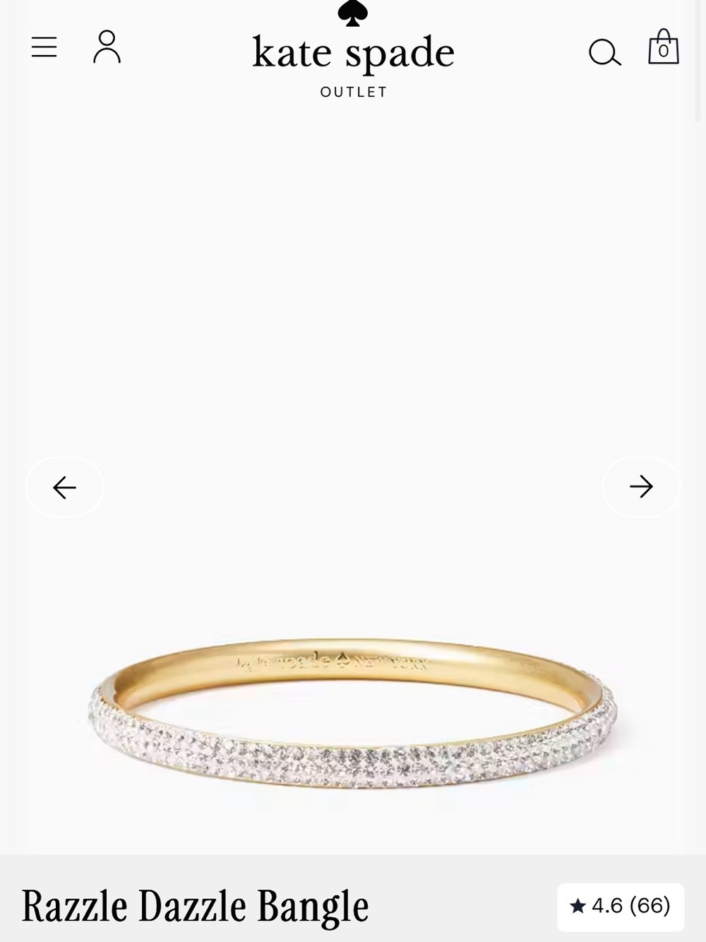 kate spade gold-tone crystal pavé bangle - Picture 3 of 5